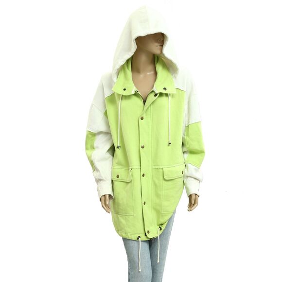 Free People Cardigan Radio Hoodie Top Jacket Zip-Up Oversized Green M NWD 283158 - Picture 1 of 7